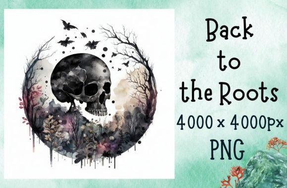 Download Dark Watercolor Floral Skull Gothic Art - Premium Resources